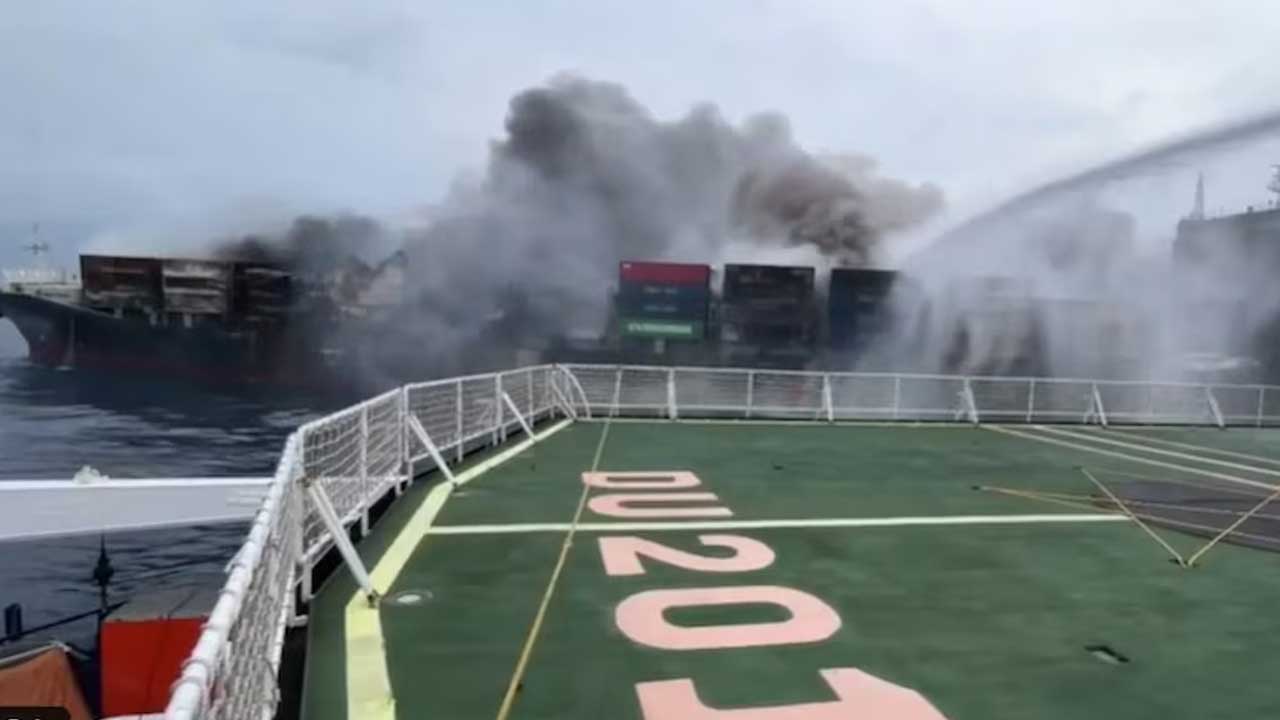 Coast Guard Battles Blaze On Cargo Ship Off Kerala Coast