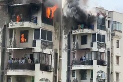 Massive Fire Breaks Out On 6th Floor Of Dwarka Apartment, Delhi Massive Fire Breaks Out On 6th Floor Of Dwarka Apartment, Delhi