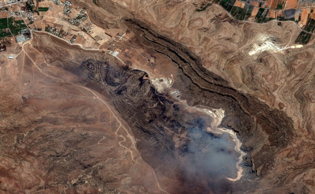 Image shows overview of fires burning at Shiraz Military Facility | See hi-res image here