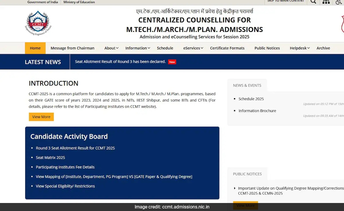 CCMT Round 3 Seat Result 2025 Централизирано консултиране за M