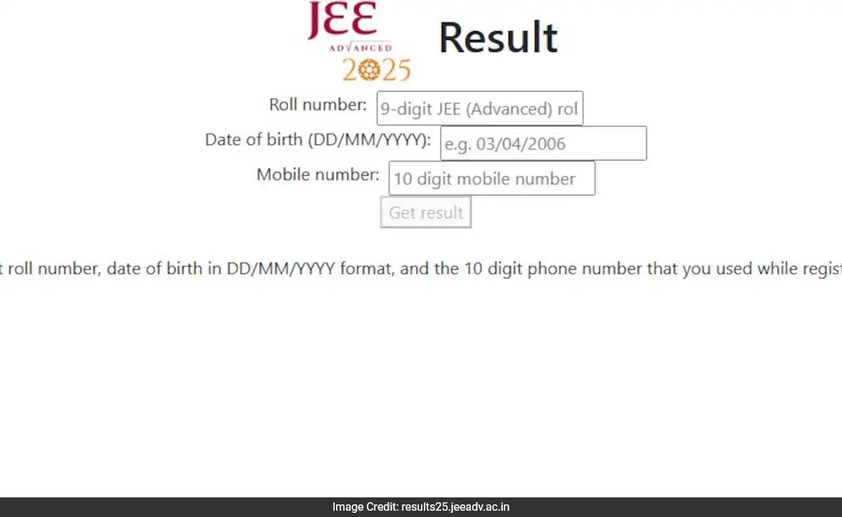 JEE Advanced Result 2025 Индийският технологичен институт IIT Kanpur официално