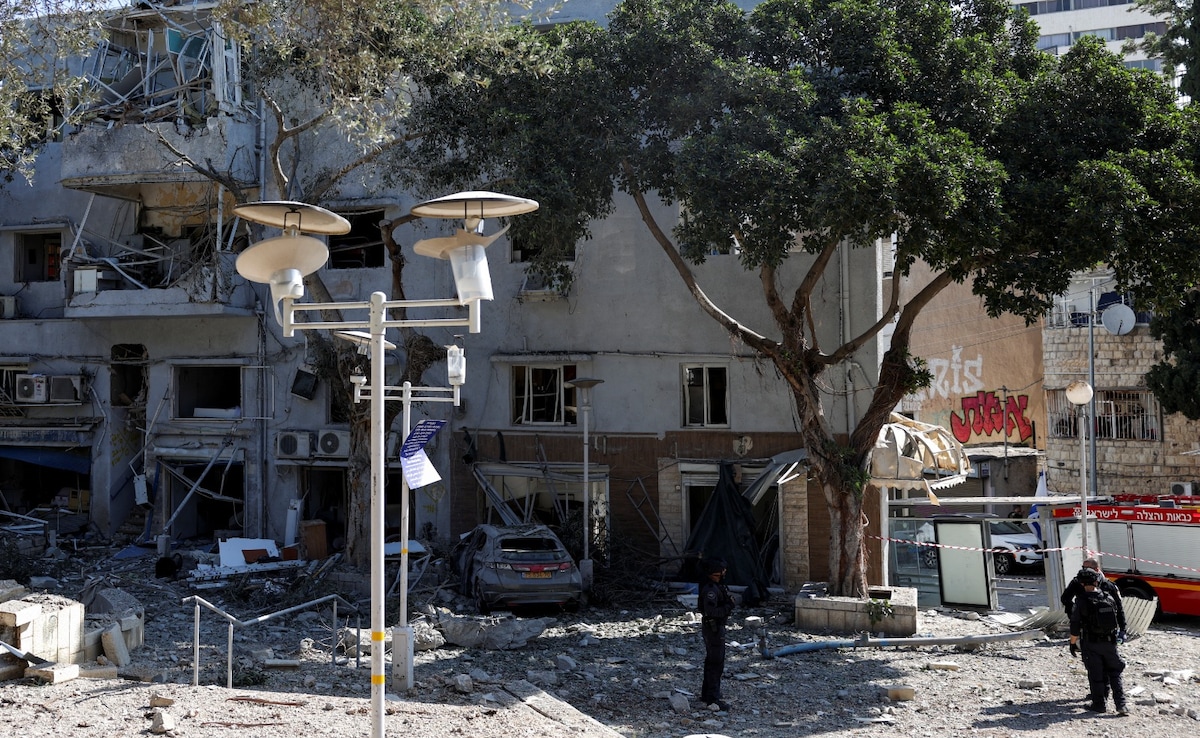 The impact site of Irans missile strike on Israels Haifa The impact site of Irans missile strike on Israels Haifa