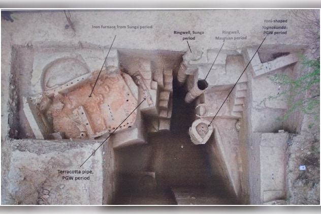 खुदाई में पांच अलग-अलग कालखंडों के प्रमाण मिले हैं. खुदाई में पांच अलग-अलग कालखंडों के प्रमाण मिले हैं.