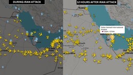 Pics Show Contrast In Mideast Airspace During And 12 Hours After Iran's Attack