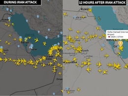 Pics Show Contrast In Mideast Airspace During And 12 Hours After Iran's Attack Pics Show Contrast In Mideast Airspace During And 12 Hours After Iran's Attack
