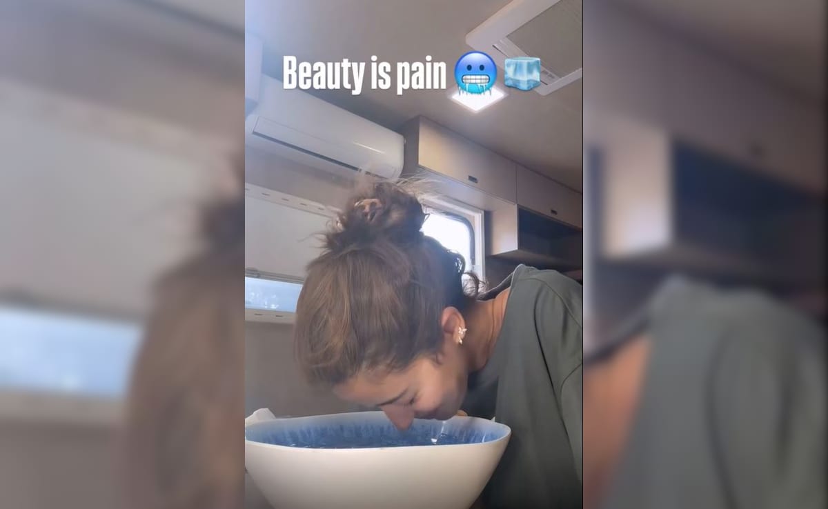 Ananya Panday does ice dunk for skin. Photo: Instagram/ananyapanday Ananya Panday does ice dunk for skin. Photo: Instagram/ananyapanday