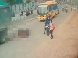 Telangana Boy On Way To School On Mother's Scooter Crushed By Truck Telangana Boy On Way To School On Mother's Scooter Crushed By Truck