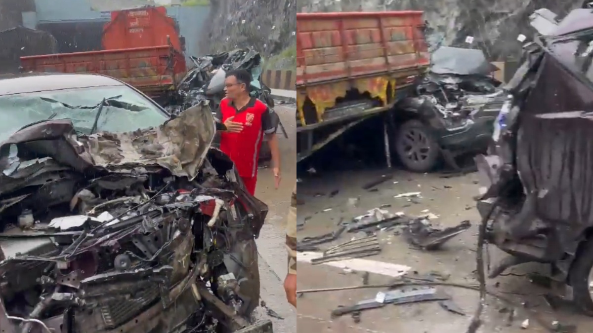 मुंबई-पुणे एक्सप्रेसवे पर बेकाबू कंटेनर ने BMW-मर्सिडीज समेत 20 गाड़ियों को रौंदा, वीडियो देख दहल जाएंगे