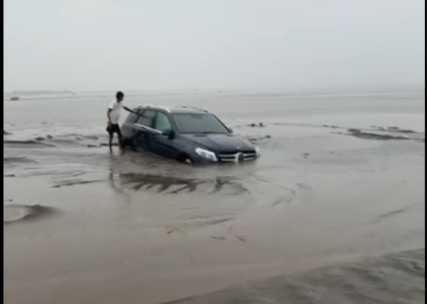 Video: Mercedes Stuck On Dumas Beach In Gujarat's Surat After Stunt Goes Wrong