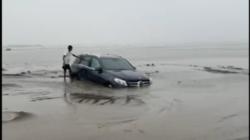 Video: Mercedes Stuck On Dumas Beach In Gujarat's Surat After Stunt Goes Wrong