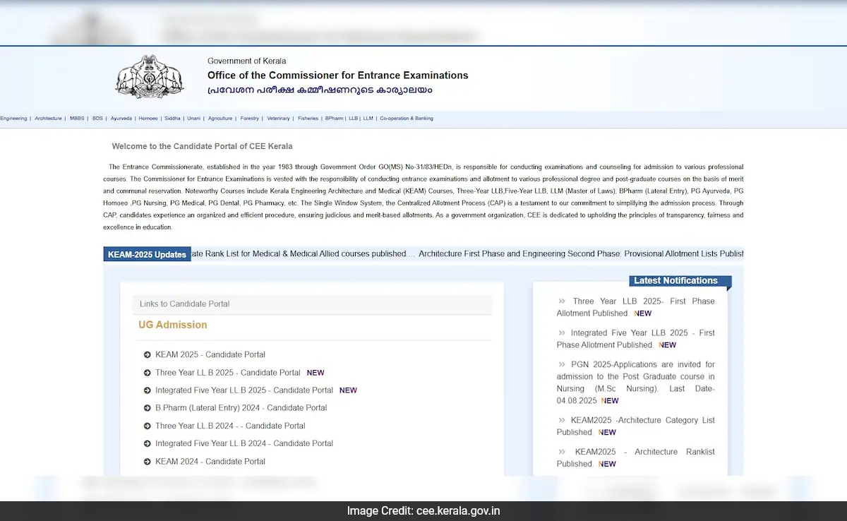 KEAM Provisional List Out 2025 Commissioner for Entrance Examinations has