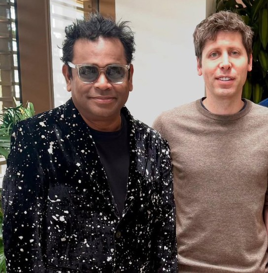AR Rahman Meets Sam Altman, Announces Collaboration For His AI-Powered Project <i>Secret Mountain</i>