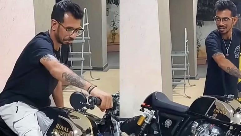 Cricketer Yuzvendra Chahal Revs Up Royal Enfield Continental GT 650- Watch His Reaction Cricketer Yuzvendra Chahal Revs Up Royal Enfield Continental GT 650- Watch His Reaction