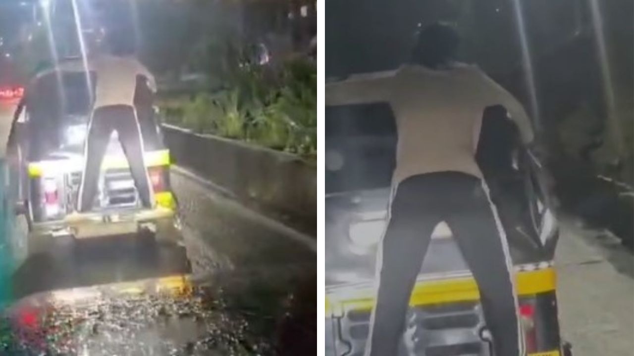 ऑटो रिक्शा पर स्पाइडर मैन वाला स्टंट, नवी मुंबई का ये वीडियो हैरान कर देगा