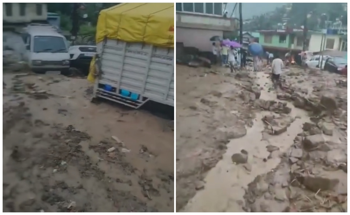 हिमाचल के मंडी में अचानक आई बाढ़, राजमार्ग पर ट्रैफिक बाधित, कोई हताहत नहीं