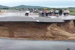 Video: Newly Built Road Washed Away Before Inauguration In Rajasthan Video: Newly Built Road Washed Away Before Inauguration In Rajasthan