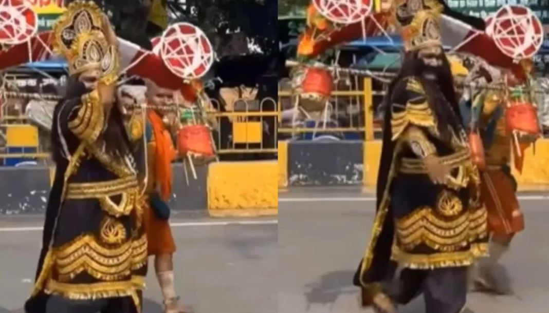 भगवान भोलेनाथ को खुश करने के लिए कांवड़ ले जाते दिखा रावण, लंकेश का वीडियो वायरल