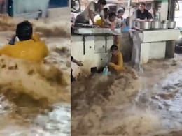 Video: Man Swept Away In Floodwater In Rajasthan, Rescued By Hotel Staff Video: Man Swept Away In Floodwater In Rajasthan, Rescued By Hotel Staff