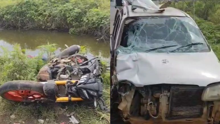 7 Die As Their Car Collides With Motorcycle In Nashik, Bikers Injured 7 Die As Their Car Collides With Motorcycle In Nashik, Bikers Injured