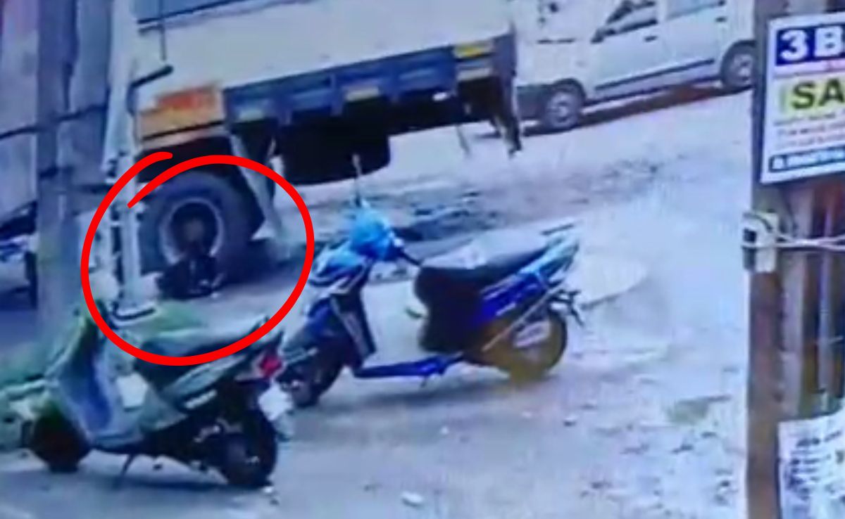 Video: Truck Crushes 2-Wheeler In Bengaluru, Woman Has Narrow Escape
