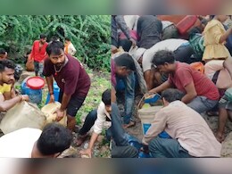 Video: डीजल से भरा टैंकर पलटा, ड्रम-बाल्टी लेकर भागने लगे लोग, तेल लूटने के लिए मच गई होड़ 