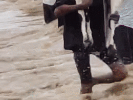 पाली में भारी बारिश: टापू पर लोग फंसे, बीच नदी में गाड़ी, बकरियां कंधे पर रखकर पार की नदी