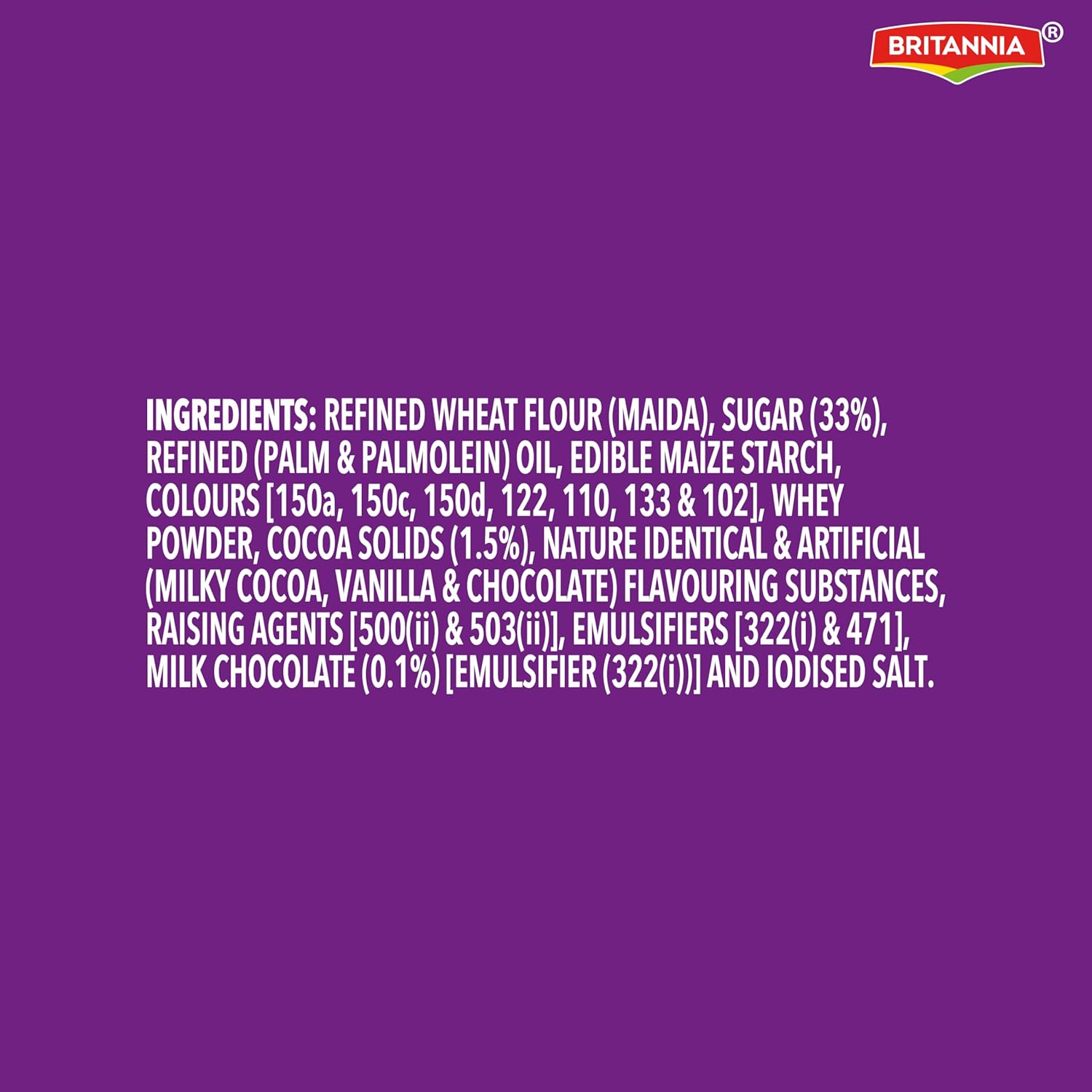 Britannia Milk Bikis Cream ingredients list. Photo: Britannia Britannia Milk Bikis Cream ingredients list. Photo: Britannia