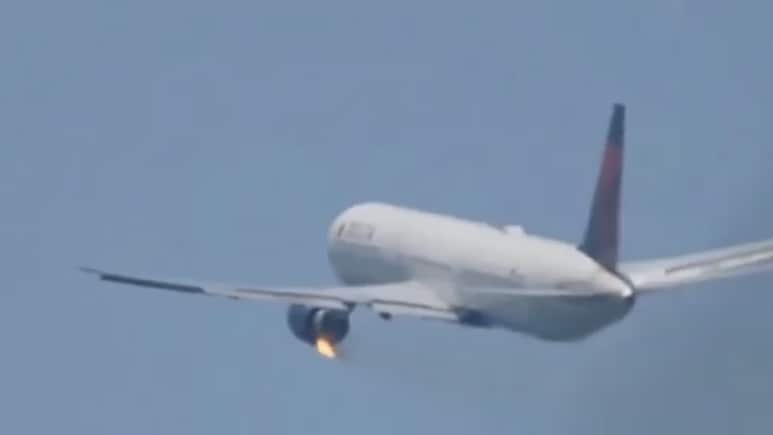 Video: Delta Airlines Boeing 767 Makes Emergency Landing After Engine Catches Fire