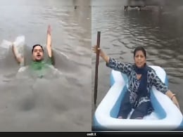 AAP's "Water Sports" Jibe At BJP Over Swimming, Rowing Video In Waterlogged Delhi AAP's "Water Sports" Jibe At BJP Over Swimming, Rowing Video In Waterlogged Delhi