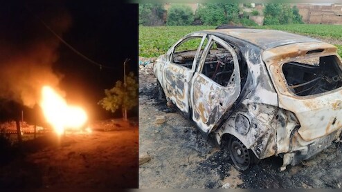 Rajasthan: जेल से छूटकर आए युवक ने क‍िया तांडव, श्‍मशान के सामने कार में लगाई आग