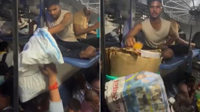 ट्रेन में वेंडरों का खाना चुराता दिखा अपर बर्थ पर बैठा शख्स, मना करने के बजाय हंसते रहे यात्री, Video देख भड़के यूजर्स