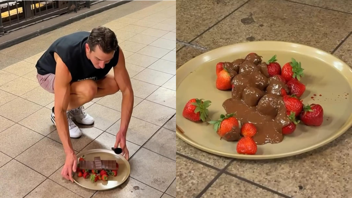 Man Melts Chocolate Over Strawberries With Heat Inside Subway Station, Internet Reacts