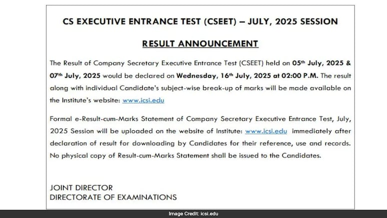 ICSI CSEET July 2025 Result Declared, Direct Link To Download Scorecard Here ICSI CSEET July 2025 Result Declared, Direct Link To Download Scorecard Here