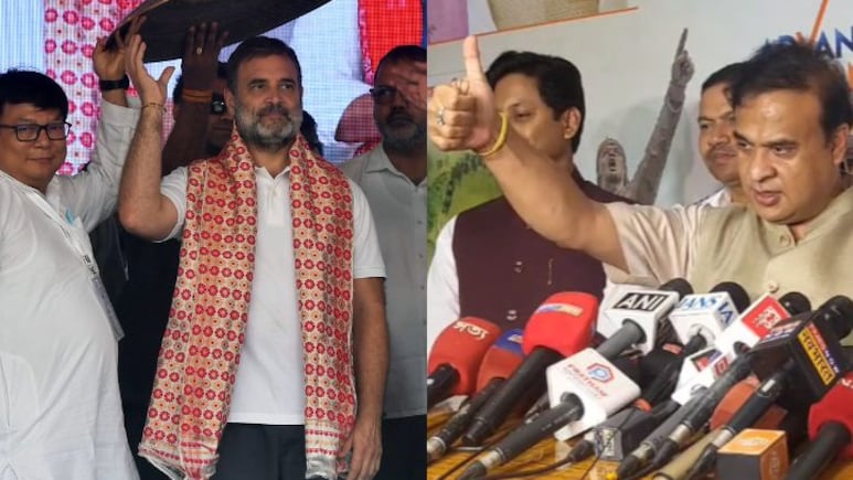 Himanta Sarma's Viral Gesture After Rahul Gandhi's "Will Go To Jail" Claim