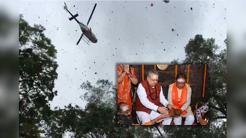भोरमदेव मंदिर में सीएम साय ने हेलीकॉप्टर से पुष्प वर्षा कर कांवड़ियों का किया भव्य स्वागत