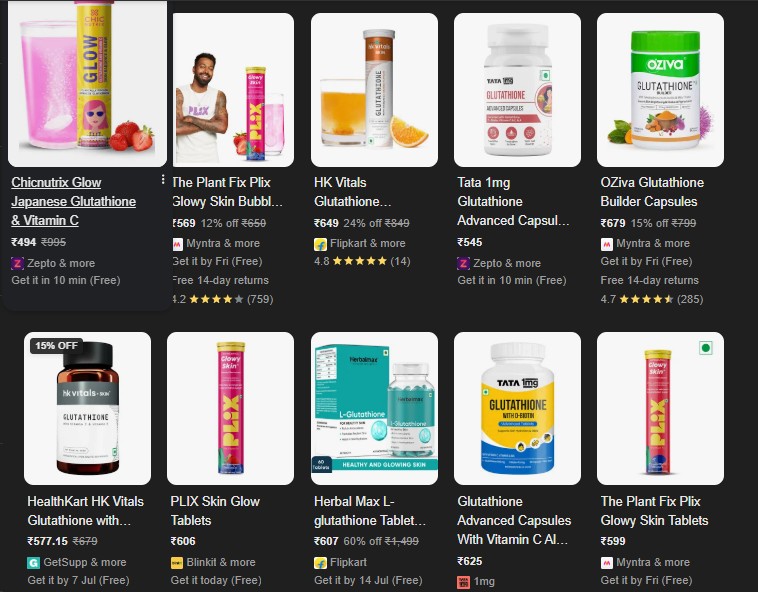Glutathione is available in various forms in the Indian market Glutathione is available in various forms in the Indian market