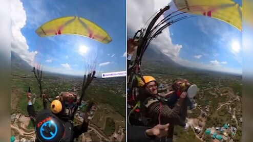 Paragliding करते हुए बंदा खुद को समझने लगा अमिताभ बच्चन, ड्रम बजाकर चिल्लाते हुए गाया गाना