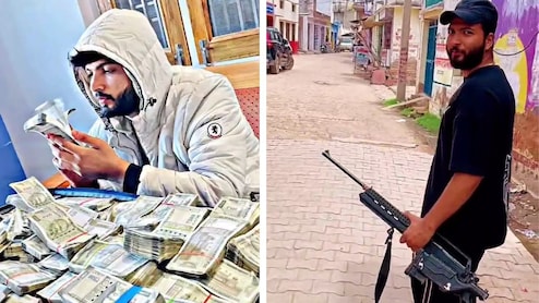 भरतपुर में सरपंच के बेटे की 'दादागिरी', थाने में राइफल के साथ बनाई रील; नोटों से भरे बैग का VIDEO शेयर किया