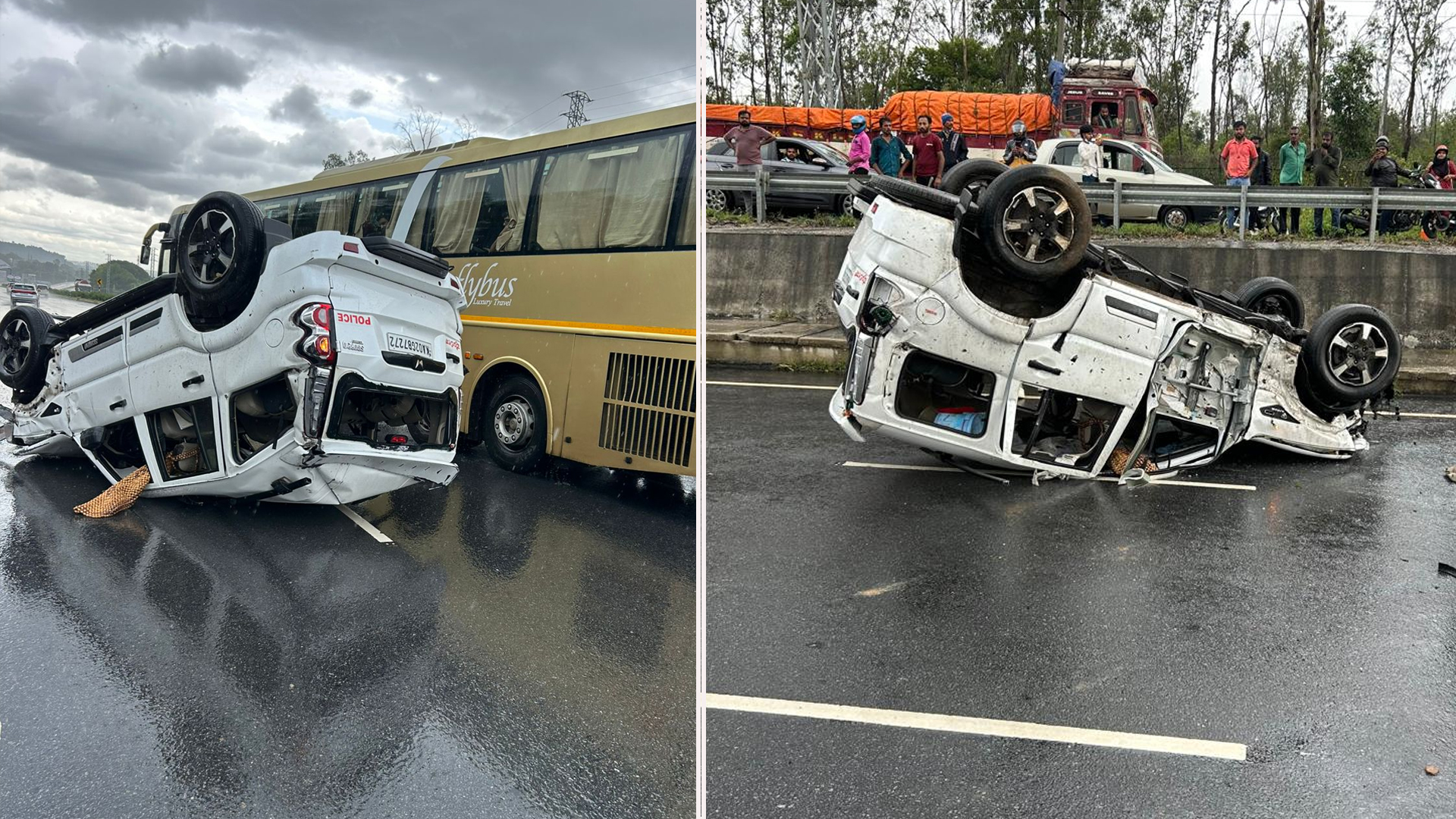 DK Shivakumar's Escort Vehicle Overturns On Karnataka Highway, Cops Injured