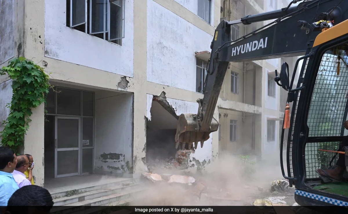 The Assam government on Monday carried out a massive bulldozer