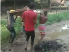 Pregnant Madhya Pradesh Woman Carried On Cot Due To Waterlogged Road