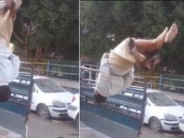 टेम्पो पर लटक कर चाचा ने हवा में किया ऐसा कारनामा, हैरान हो जाएंगे जिम करने वाले, यूजर्स बोले - ये देसी घी का कमाल है
