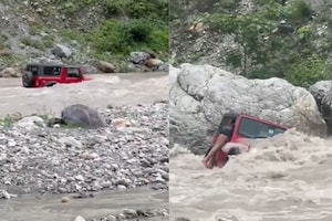 Mahindra Thar Gets Swept By River, Crane Brought To Rescue: Watch Video