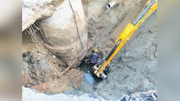 Noida Road Collapses After Pipeline Burst, Repair Work Underway