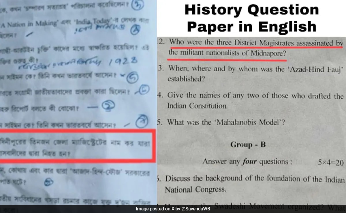 West Bengal university question paper row: Freedom fighters labelled 'militants'