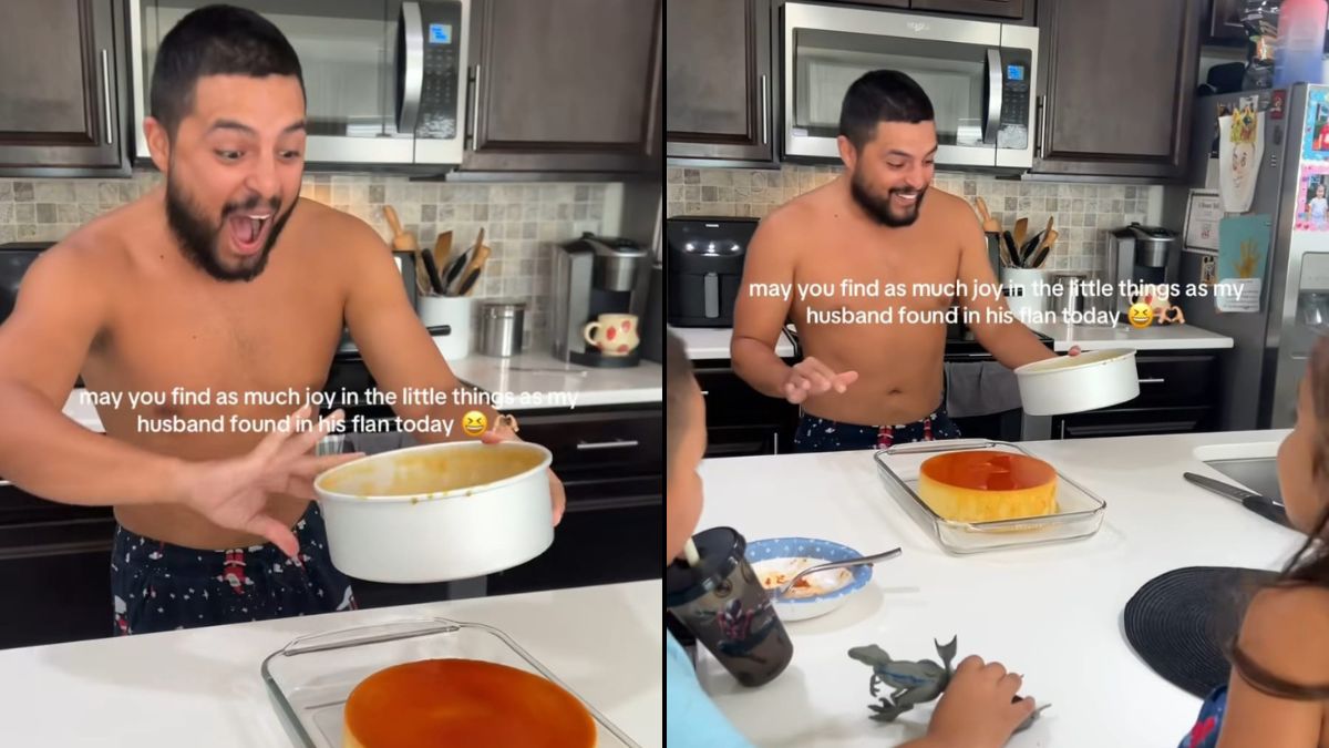 "You Can Do It Daddy," Kids Cheer Dad As He Nervously Flips Delicate Homemade Flan