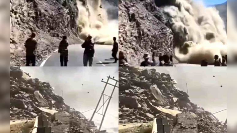 पहाड़ से अचानक गिरने लगे बड़े-बड़े पत्थर, हिमाचल से लैंडस्लाइड का ये वीडियो डरा देगा