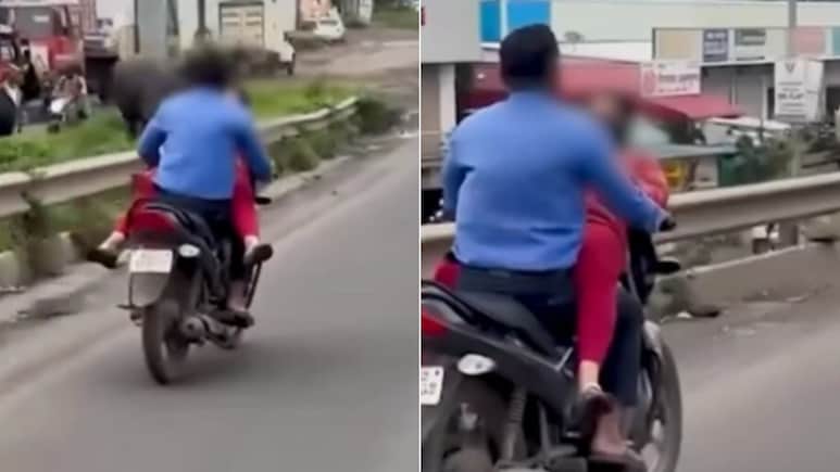 चलती बाइक के पेट्रोल टैंक पर बैठकर शख्स को गले लगा रही थी महिला, फिर लेटकर करने लगी ऐसी हरकत, वायरल हुआ Video चलती बाइक के पेट्रोल टैंक पर बैठकर शख्स को गले लगा रही थी महिला, फिर लेटकर करने लगी ऐसी हरकत, वायरल हुआ Video