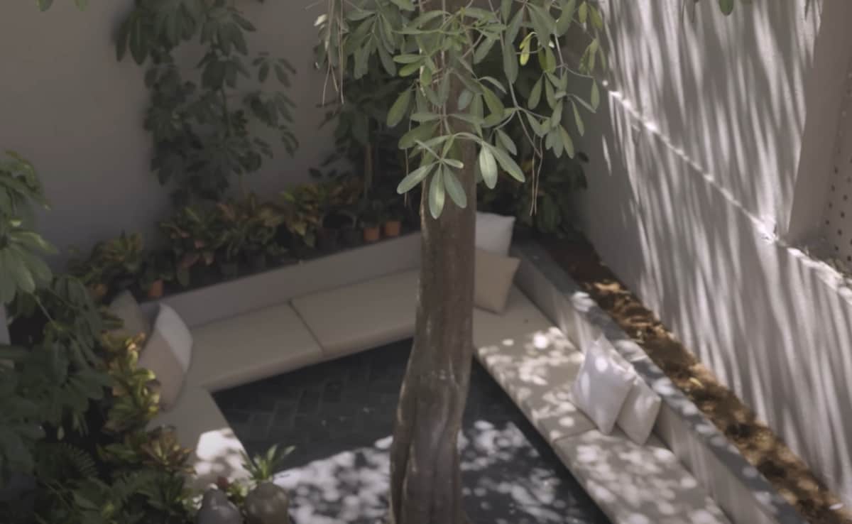 The outdoor seating area of the house. Photo: YouTube/Alanna&Ivor The outdoor seating area of the house. Photo: YouTube/Alanna&Ivor