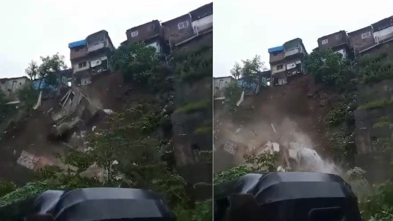 Houses Topple After Landslide In Mumbai's Bhandup Amid Heavy Rain Houses Topple After Landslide In Mumbai's Bhandup Amid Heavy Rain